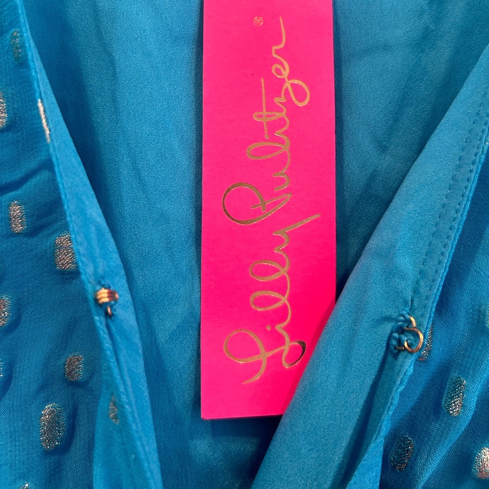 Lilly Pulitzer Blue Sleeveless V-Neck Midi Sundress - Picture 11 of 13